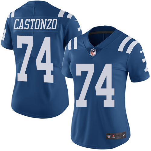 Indianapolis Colts 74 Limited Anthony Castonzo Royal Blue Nike NFL Women Rush Vapor Untouchable jersey